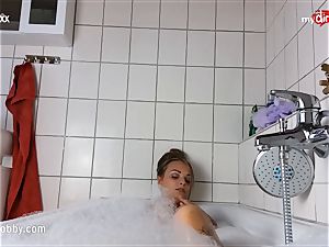 My dirty leisure activity - tattooed babe milks in tub