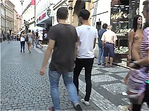youthfull sweetie gal Dee on Czech streets totally bare